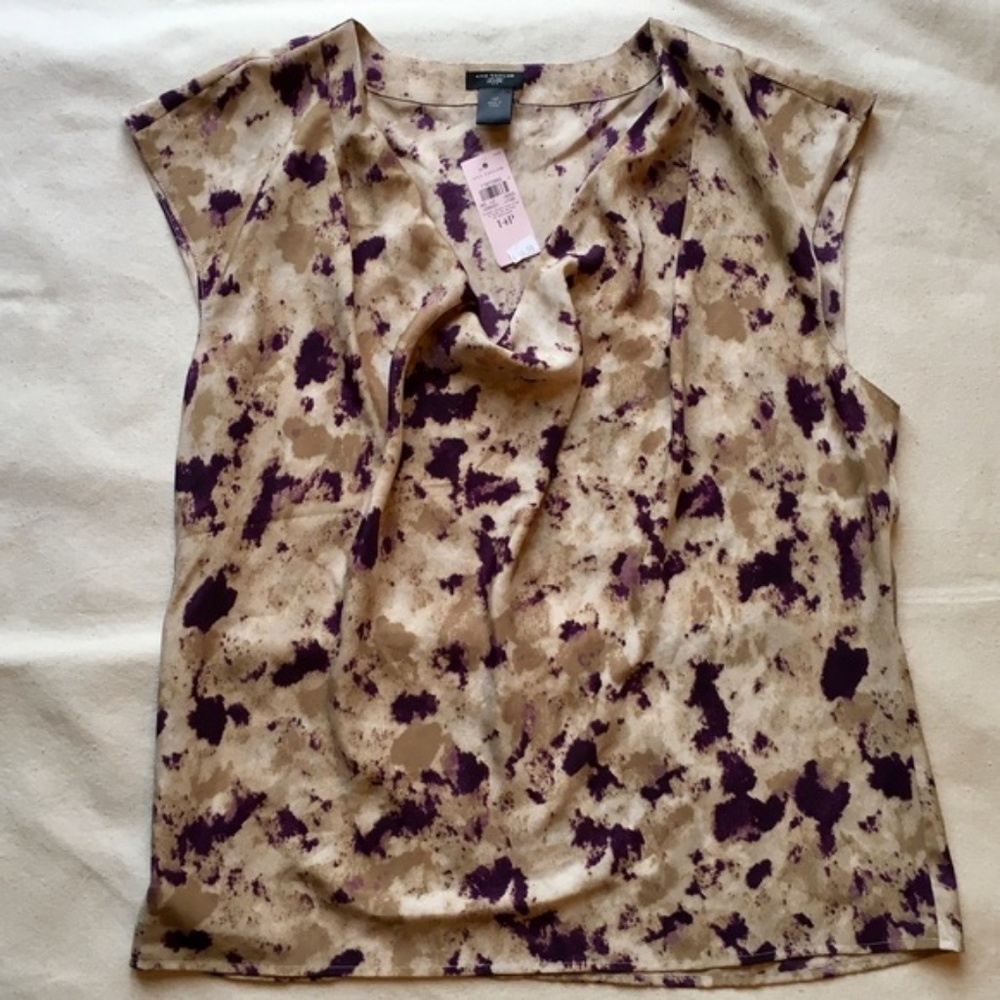 *NWT* Ann Taylor Cowl Neck Watercolor Blouse, 14P
